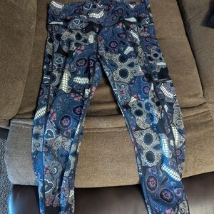 Constantly Varied Gear Blue and Gray Sugar Skull Leggings
